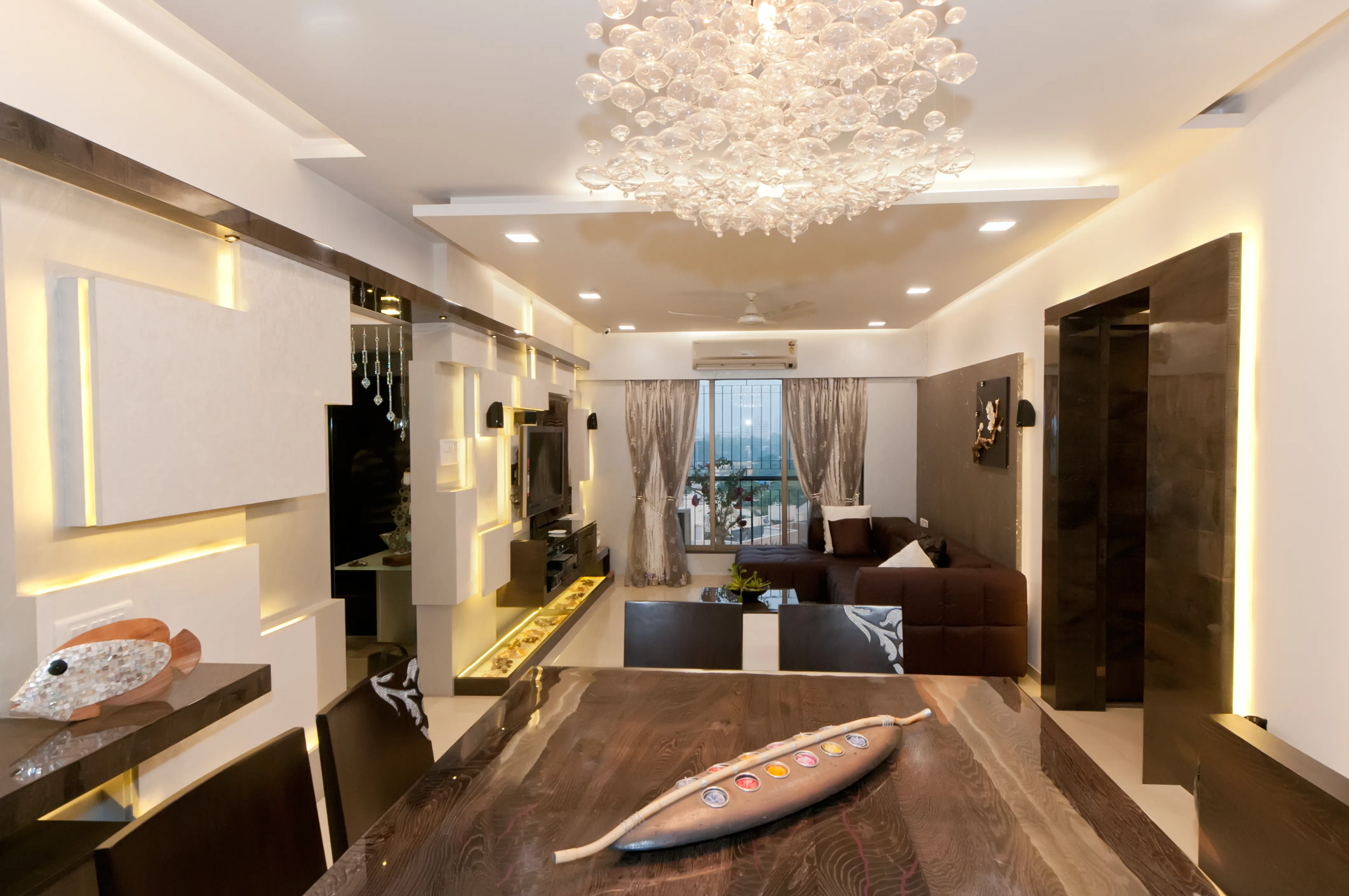 Bespoke luxury residential interior design for a premium apartment and villa in Thane West, customized by Studio Elements.